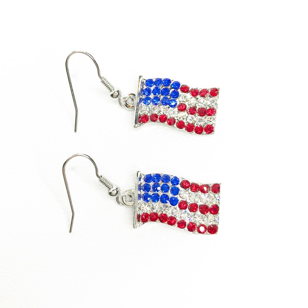 American Flag Bling Earrings